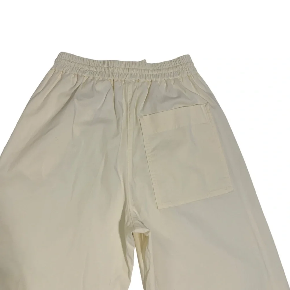 COS Linen Tie Waist Straight Leg Pants Side Slit Pocket Minimalist Neutral Sz 4